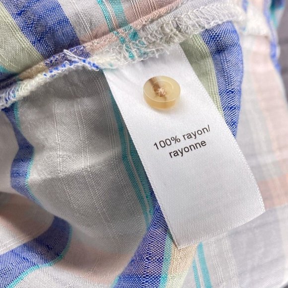 Maurices XL White Blue Plaid Check Cold Shoulder Button Down Shirt Top Boho - Picture 6 of 6